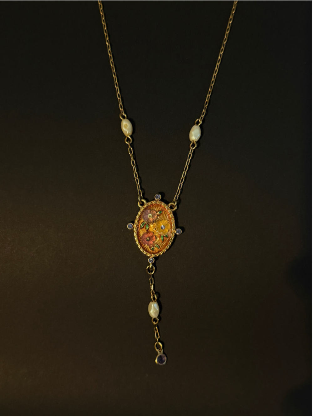 Women's Unbranded Floral Pendant Necklace One Size Gold Multi-color